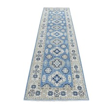 2'8"x9'6" All Over Design Hand Knotted Wool Vintage Look Kazak Runner Rug R54622