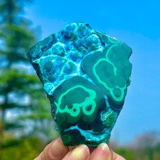 215G Natural Chrysocolla/Malachite transparent cluster rough mineral sample