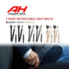 2x Retractable 3 Point Safety Seat Belt Car Vehicle Adjustable Belt Kit Straps