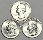 1945 PDS Washington Silver Quarters. Choice Uncirculated