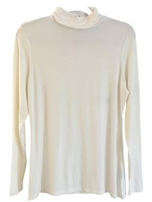 IMAN White Turtleneck Top Womens Small Long Sleeve Stretch Rayon NWOT