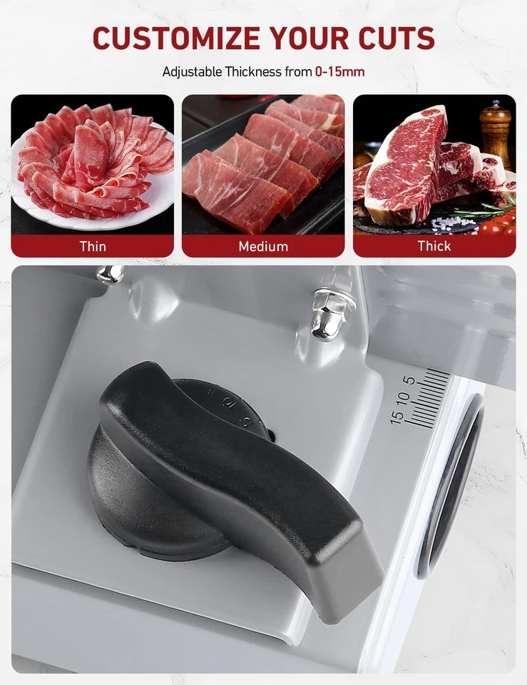 Elektrischer Allesschneider Edelstahl 200W mit 2 Klingen für Brot Fleisch Käse - Bild 4 von 4