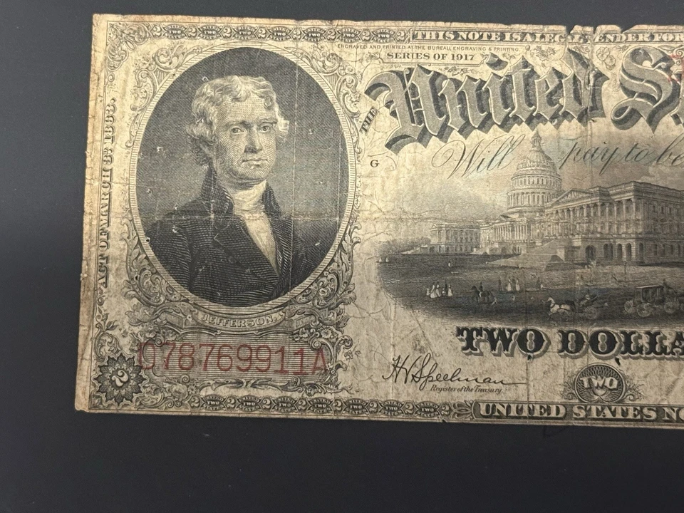 Billete grande de 2 dólares de curso legal de 1917 Foto 4 de 4