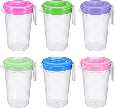 Jarras Plastico Transparente 6 Piezas 70oz Con Tapa Y Asa Para Agua Bebidas