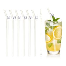 6Pcs Reusable Glass Straws 7.87" Butterfly Glass Straw Purple)