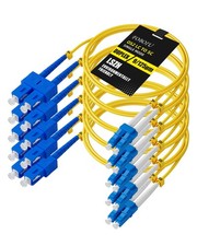 5 Pack 1m OS2 SC to LC Fiber Patch Cable, Single Mode Duplex, 9/125um, Yellow