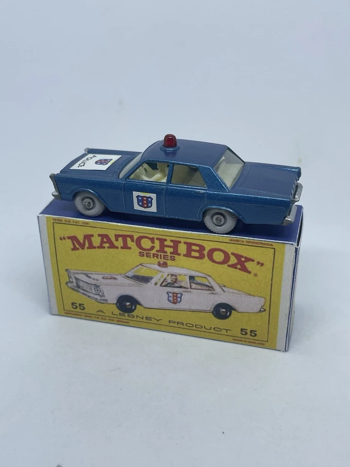 Lesney Matchbox Custom Ford Galaxie Police Car With Grey Wheels Repro Box. - Image 4 of 4