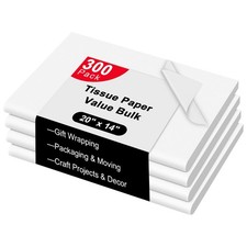 300 Sheets White 20x14 In Tissue Paper Bulk Gift Wrap Packaging Moving Supply