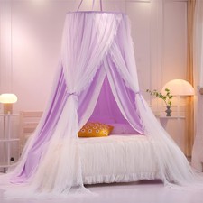 Double Layer Princess Round Dome Canopy Bed Curtain for Girls Adults,Children...