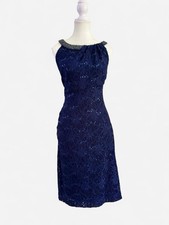 Ralph Lauren Evening Women’s Navy Blue Lace Sequin Dress Size 14 Formal Cocktail
