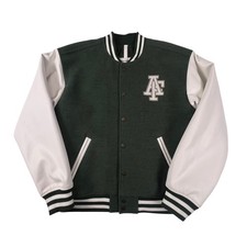 Abercrombie Kids Varsity Jacket 13/14 Green White Letterman Bomber Youth M NWOT