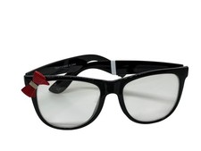 Icing Girl Clear Lens Glasses Black Frames Red Glitter Ribbon Bow Dress Up Cute
