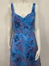 Ml Monique Lhuillier Elodie Organza Midi Dress Women's Blue Wedding Guest SZ 4