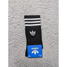 Adidas Crew Socks Unisex Mens Womens Size 6-12 Black White Striped Lightweight