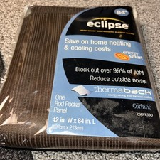 Blackout Curtain Eclipse Black Out Rod Pocket Panel Espresso Black 42 x 84in
