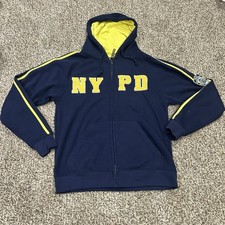 Official NYPD Full Zip-up Sweatshirt Mens Small Embroidered Blue Hoodie