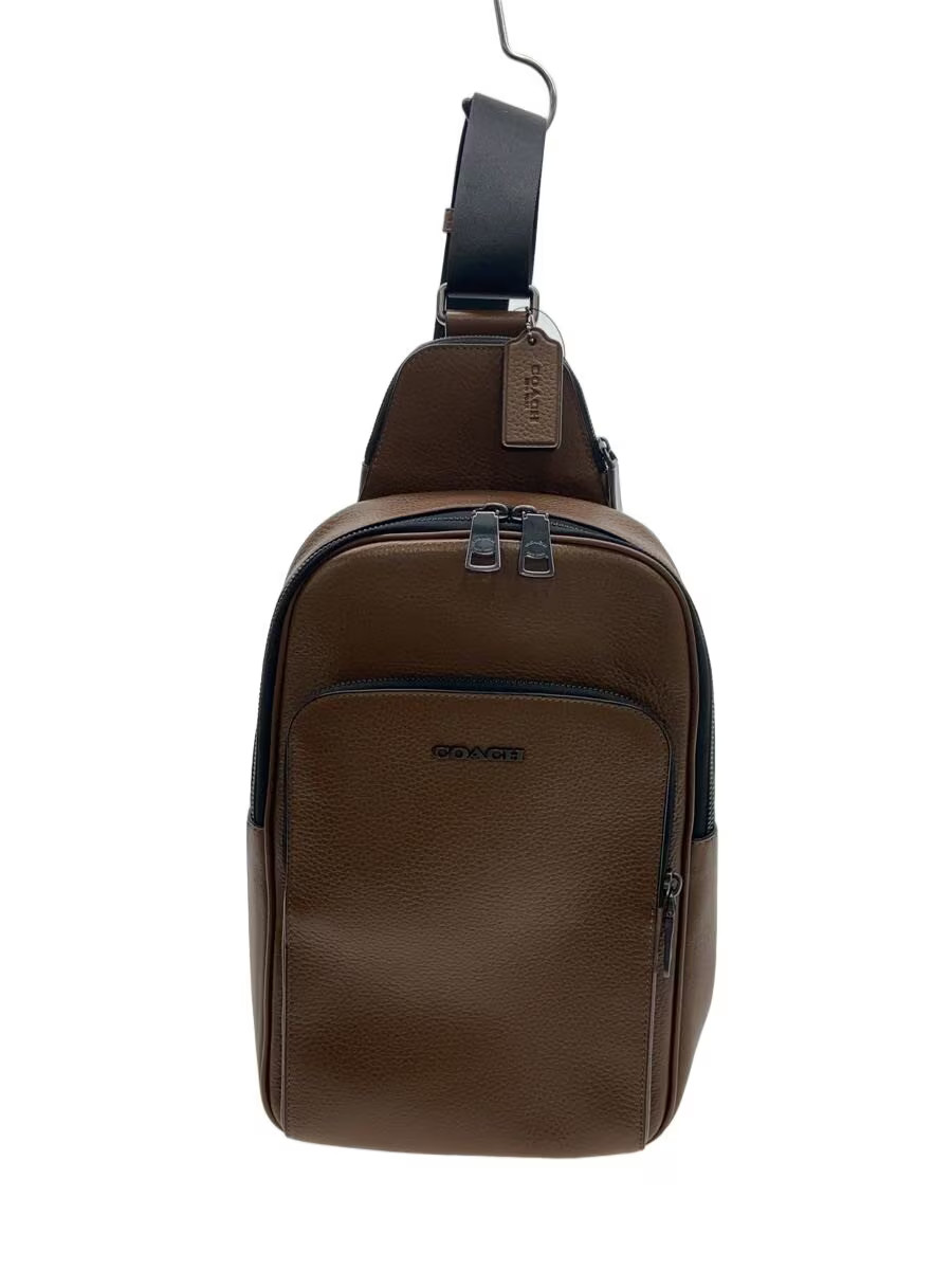 COACH Ethan Pack Shoulder Bag, Leather, Brown, Solid Color, CY833