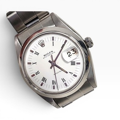Rolex OysterDate Precision 34 mm White Roman Steel Manual Watch 6694 Circa 1966
