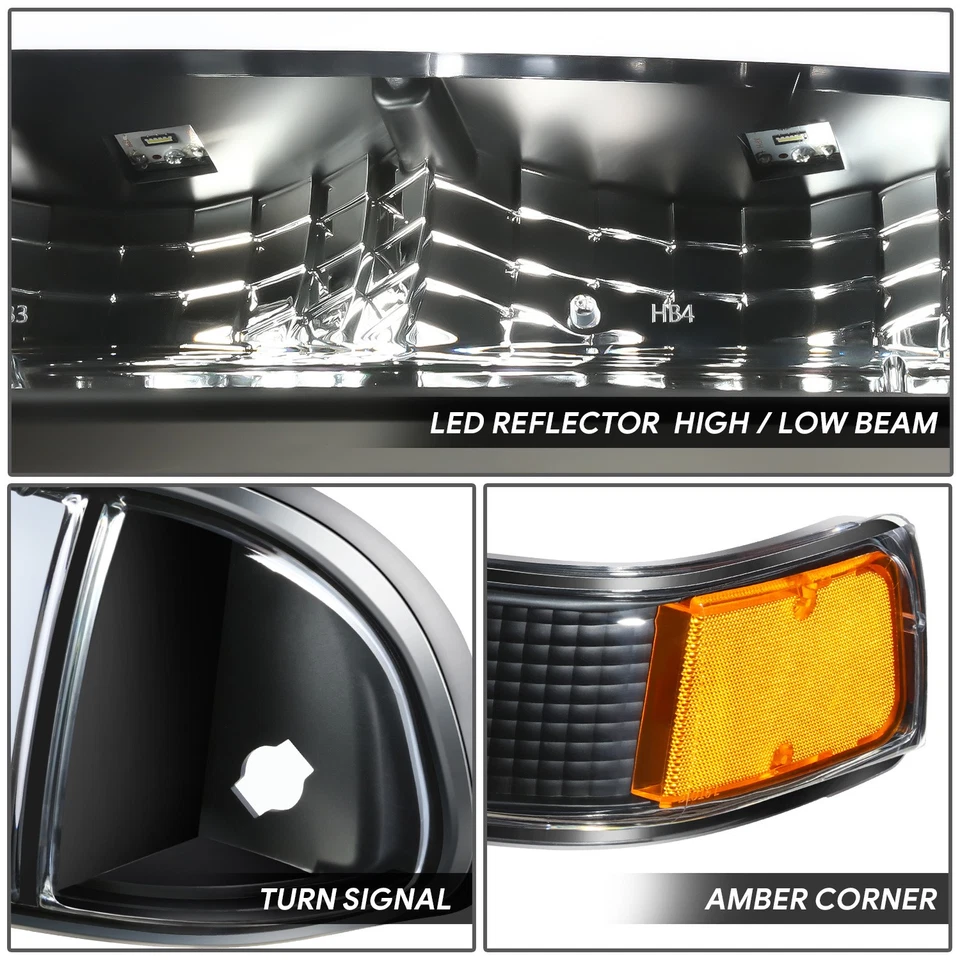 Faros traseros LED DRL cuadrados negro/ámbar Fit 98-04 Chevy Blazer/S10 Foto 3 de 4