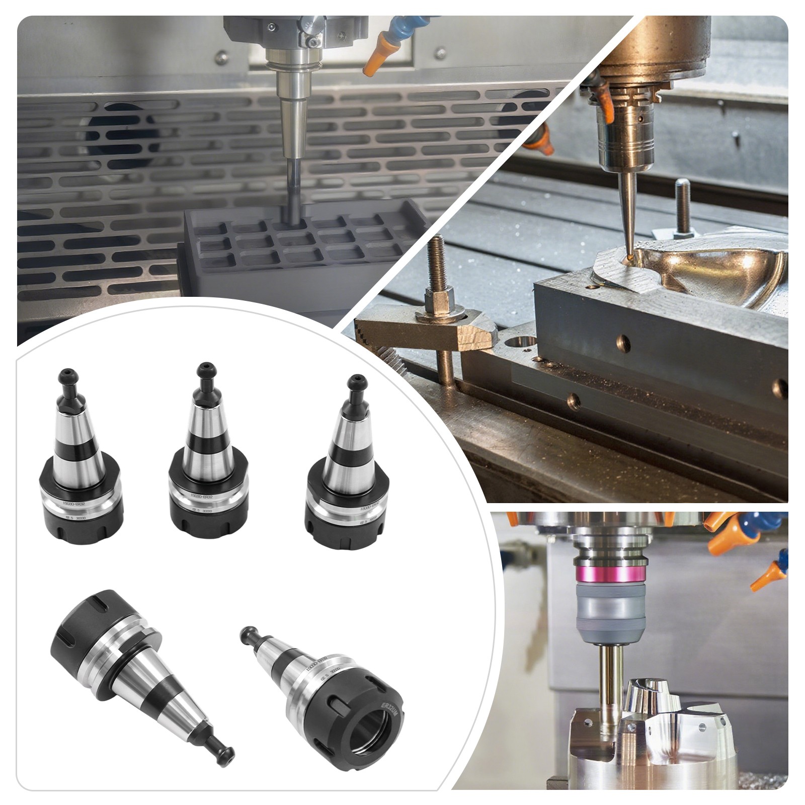 5Pcs ER32-50L Collets Sets ISO30 Balance Collet Chucks Kits with Spanner Wrench thumbnail 3