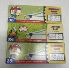 Set of 3 New Assorted Sandwich Bags 35 Bags 2 Designs Zipper