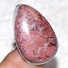 925 Silver Plated Coffee Bean Jasper Ring Handmade Jewelry Size US 9.5 AU v769