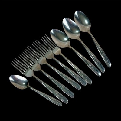 Oneida Thor Starburst Stainless Flatware Lot 9 Pc Forks Spoons MCM Atomic USA
