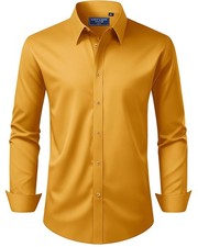 Men's Regular Fit Stretch Dress Shirts Long Sleeve Stain Shield Stain