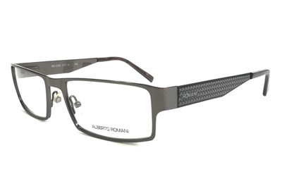 Alberto Romani Eyeglasses Frames AR1009 GM Gunmetal Faux Carbon Fiber 54-17-140