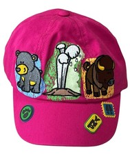 Yellowstone National Park Stretch Strapback Pink One Size Embroidered Animals