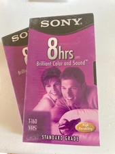 Sony T-160 Standard Grade 8 HR VHS Blank Tapes - Pack of 2 Brand New Sealed