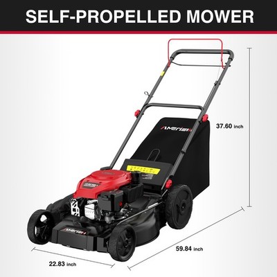 21'' Self-Propelled Gas Lawn Mower With 170cc 4-Stroke Engine, RWD Gas Mower
