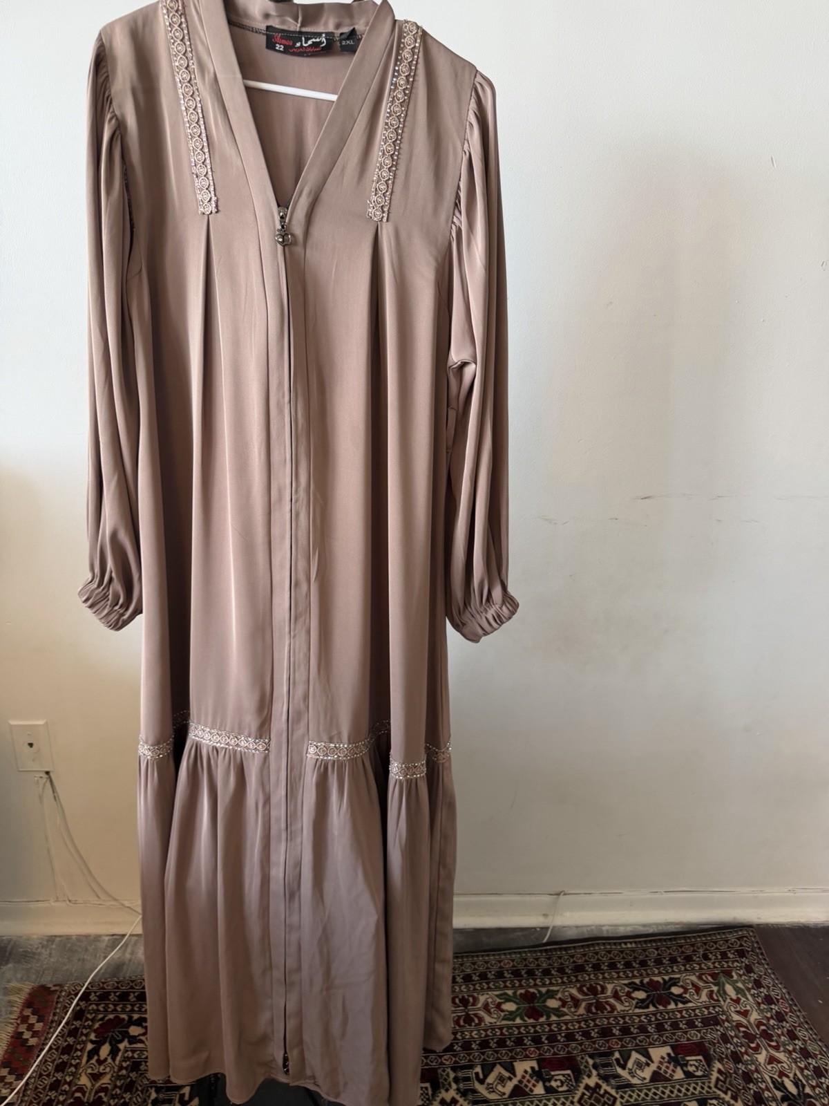 Dubai Luxury Modest Abaya Maxi Dress 2XL Elegant Rhinestone Jalabiya
