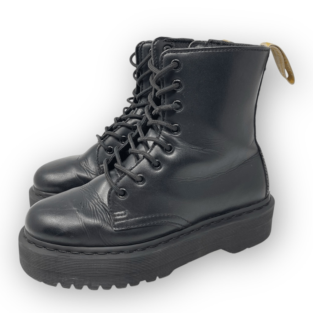 Dr. Doc Martens Vegan Jadon II Mono Platform Black Boots Side Zipper Womens US 8