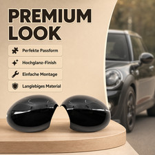 51162754913 2&times; Au&szlig;enspiegel Spiegelkappe Gl&auml;nz Schwarz f&uuml;r MINI COOPER R55 R56