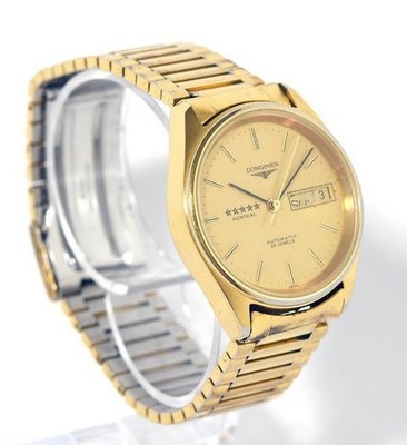 Longines Admiral 5 Star L7.634.2 Gold Dial Automatic Mens Watch Day Issue Repair