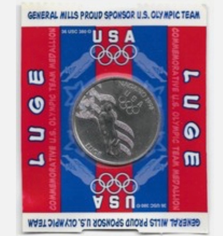 General Mills US Olympics 1998 NAGANO luge Collectible Coin Token New!