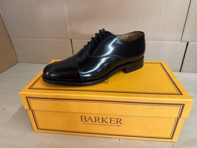 Barker Luton Oxford Herrenschuhe Schwarz Hochglanz Gr. 40 (UK 7) NEU