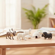 6 Pieces Arctic Animal Figures with Igloo Miniature Arctic Animal Playset