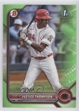 2022 Bowman Prospects Neon Green Border 270/399 Justice Thompson #BP-59 ut4