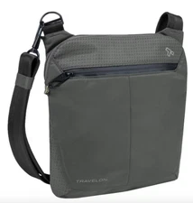 Travelon RFID Anti-Theft Small cross body 10"x9"x1.75", Charcoal 925583