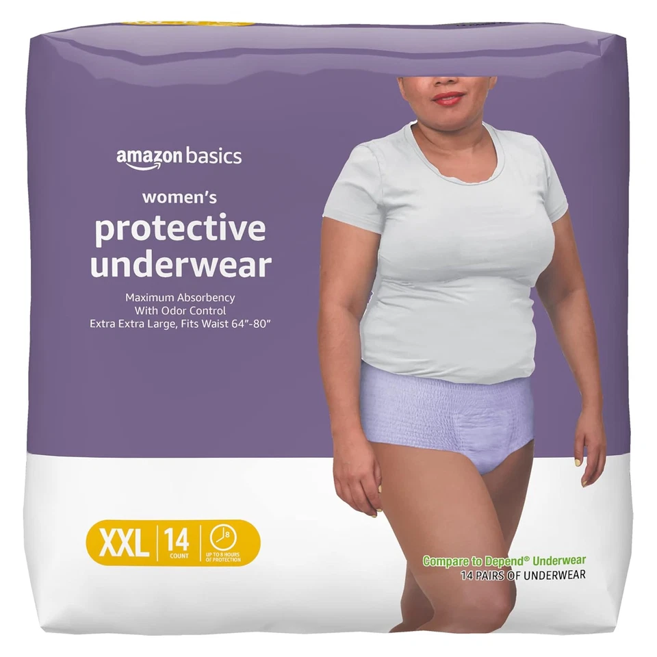 Amazon Basics Women's Incontinence Underwear, Max Absorb, XXL, 14 Ct - FAST SHIP