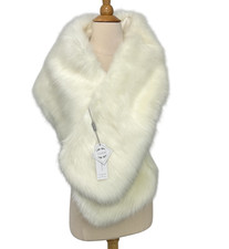 Tulip Bridal NWT Faux Fur Wrap Stole Ivory 12"W x 65"L Winter Wedding Size S