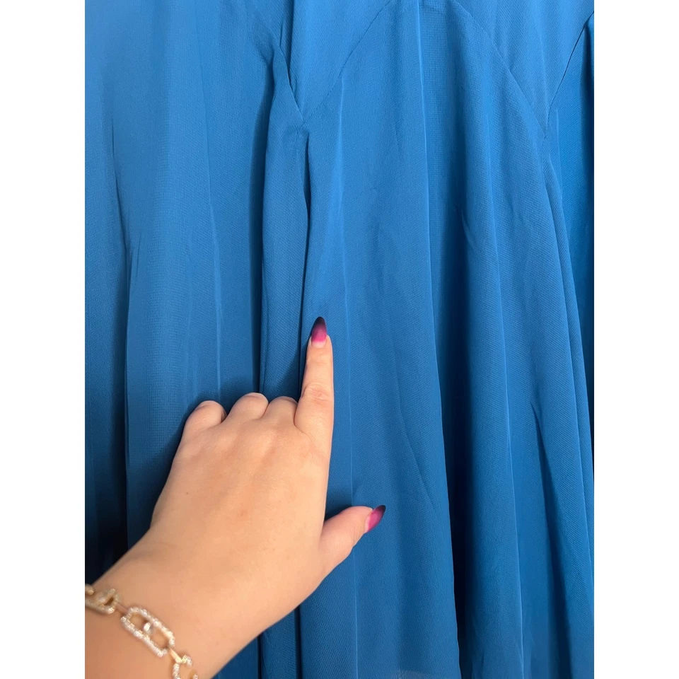 Bob Mackie Wearable Art Teal Blue Chiffon Handkerchief Hem Midi Skirt Size S - Image 2 of 4