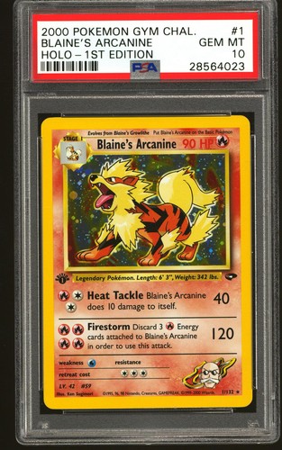 Blaine's Arcanine (1st Edition) graded PSA 10 for sale on eBay