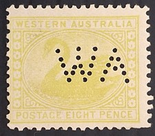 1912 Western Australia 8d Apple Green swan Stamp WMK Crn/A swys WA perf Mint £25
