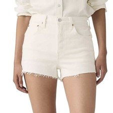Levi's 501 Original Cut-Off Denim Shorts Women W30 White High Rise Button Fly