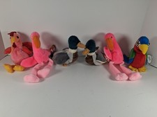 Lot of 6 Various Vintage BIRD Beanie Babies ALL BIRDS With Tags Ducks, Parrot