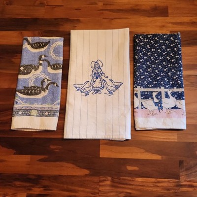 VTG Country Goose Kitchen Towels,  Granny Cottage Core Farmhouse Decor