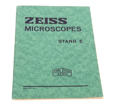 Zeiss Jena Microscopes Stand E Micro 405/37 e catalog brochure Germany 1937